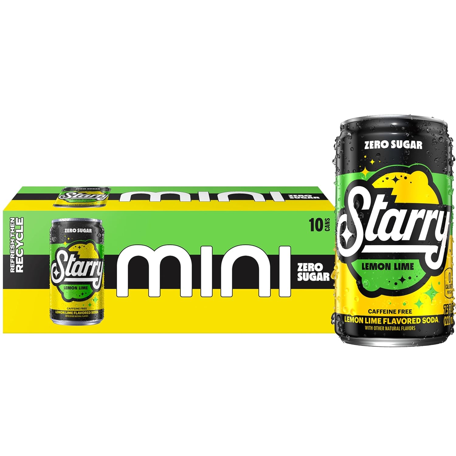 Soda Starry Zero Azúcar Limón Lima, Mini Latas Refrescantes - 1