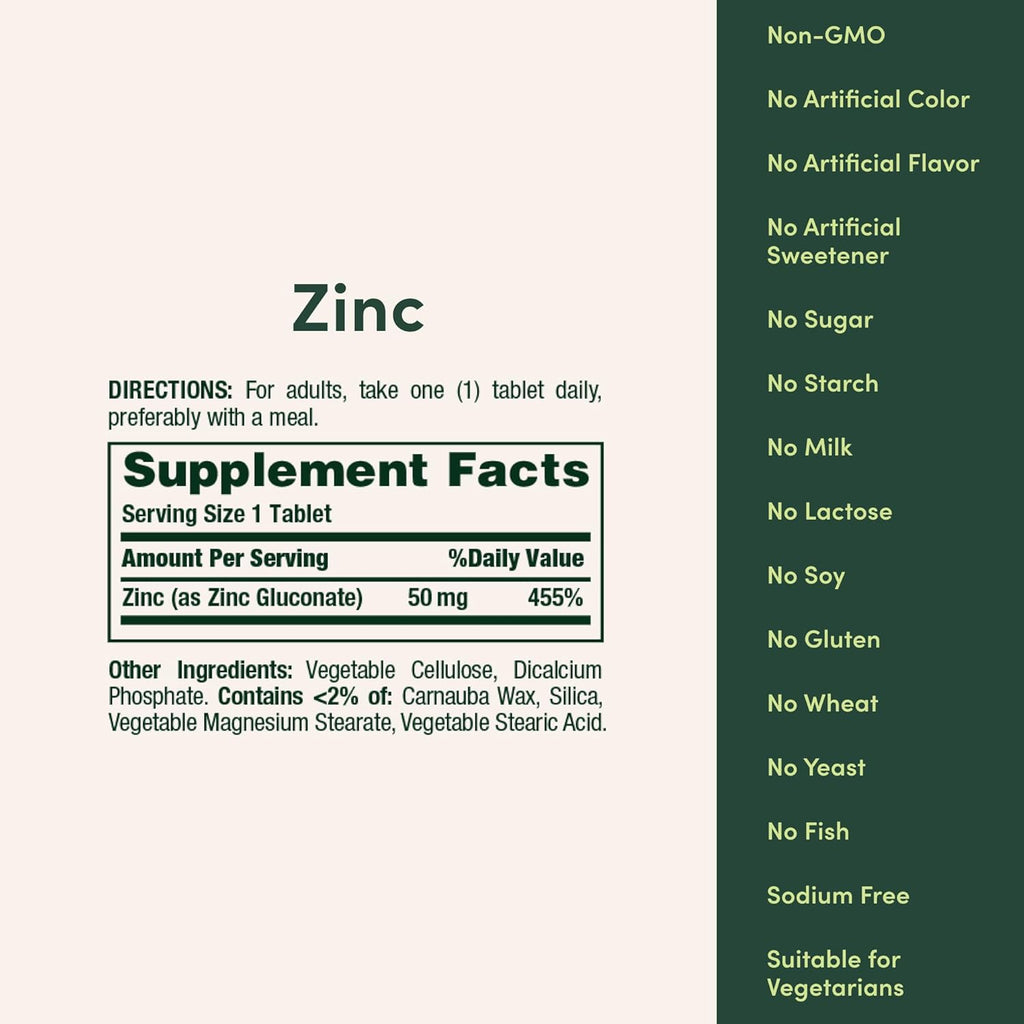 Zinc 50mg de Nature's Bounty: Soporte Inmunológico Efectivo - 5