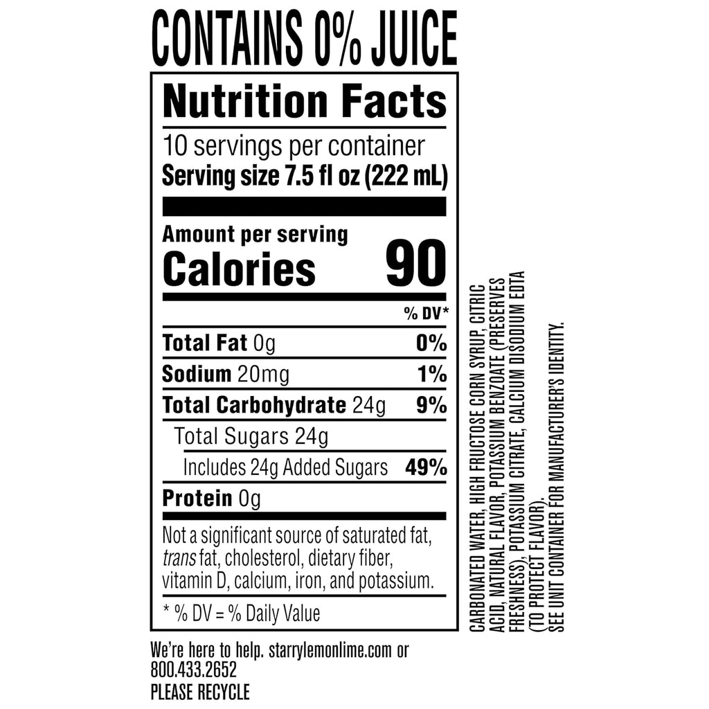 Soda Starry Limón Lima Sin Cafeína - Pack de 10 Latas - 3