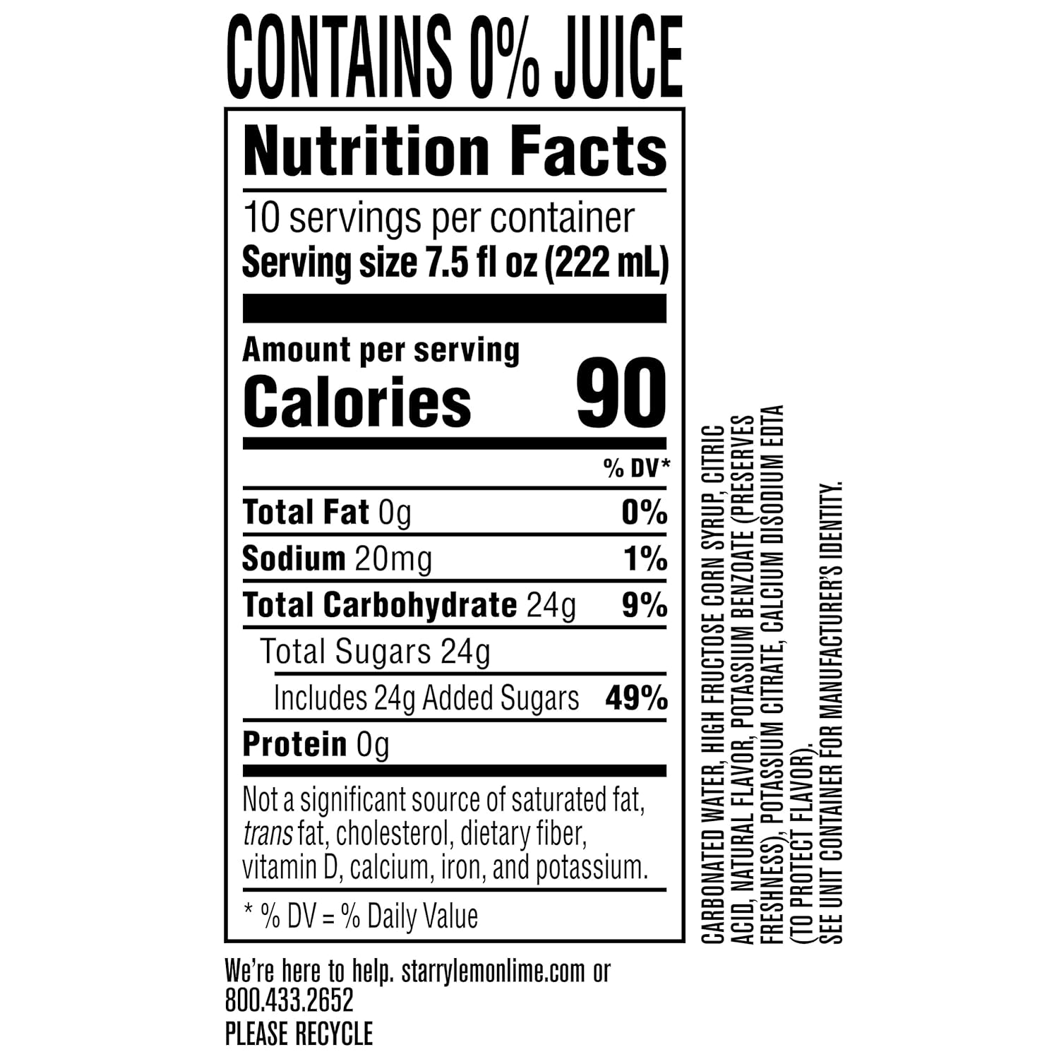 Soda Starry Limón Lima Sin Cafeína - Pack de 10 Latas - 3